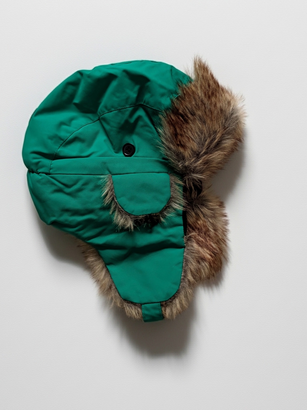 Kuling Green Faux Fur Trapper Hat for Kids